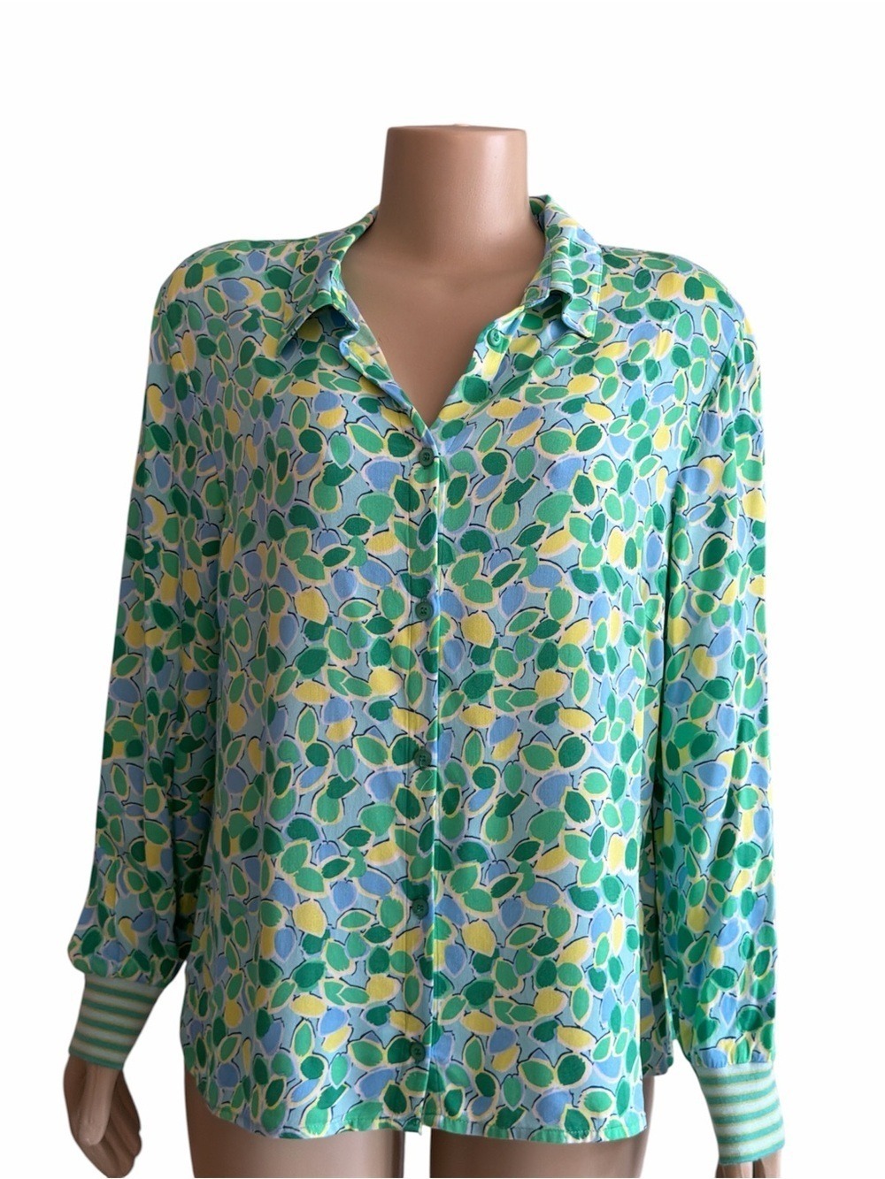 Rabe Green Leaf-Print Button Down Shirt